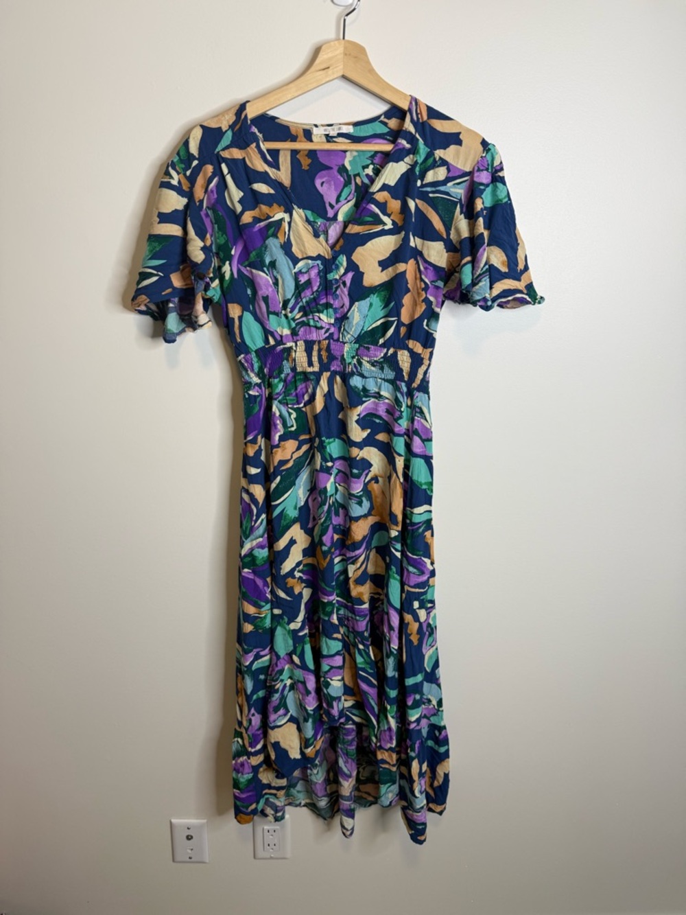 Anthropologie's Abel the Label Purple blue High Low Maxi Dress size large